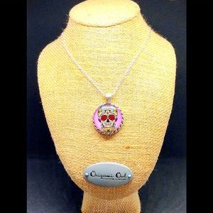 Halloween Inspired Necklace ( Pink Skull )